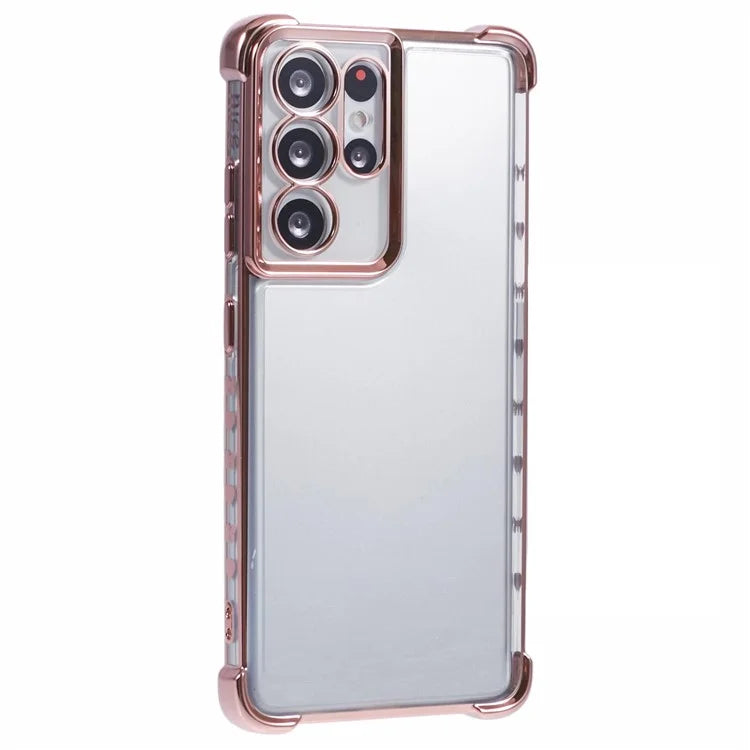 For Samsung Galaxy S21 Ultra 5G Clear Case TPU Back Phone Cover Electroplating Love Heart