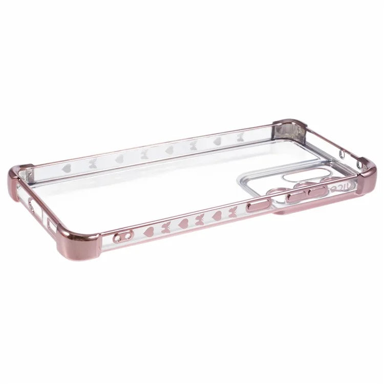 For Samsung Galaxy S21 Ultra 5G Clear Case TPU Back Phone Cover Electroplating Love Heart