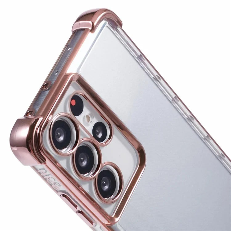 For Samsung Galaxy S21 Ultra 5G Clear Case TPU Back Phone Cover Electroplating Love Heart