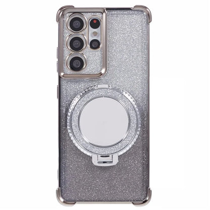 For Samsung Galaxy S21 Ultra 5G Case Glitter TPU Mirror Phone Cover Kickstand