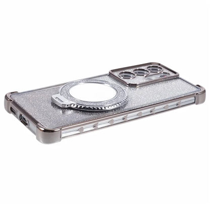 For Samsung Galaxy S21 Ultra 5G Case Glitter TPU Mirror Phone Cover Kickstand