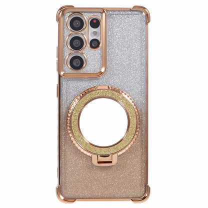 For Samsung Galaxy S21 Ultra 5G Case Glitter TPU Mirror Phone Cover Kickstand