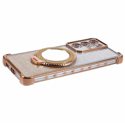 For Samsung Galaxy S21 Ultra 5G Case Glitter TPU Mirror Phone Cover Kickstand