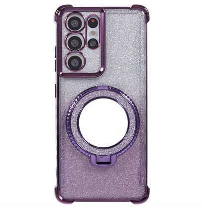 For Samsung Galaxy S21 Ultra 5G Case Glitter TPU Mirror Phone Cover Kickstand