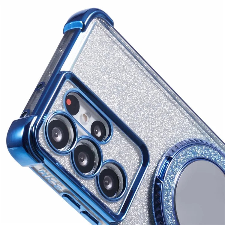 For Samsung Galaxy S21 Ultra 5G Case Glitter TPU Mirror Phone Cover Kickstand