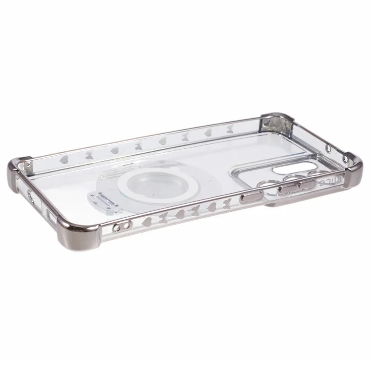 For Samsung Galaxy S21 Ultra 5G Case Makeup Mirror TPU Clear Phone Cover with Kickstand