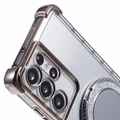 For Samsung Galaxy S21 Ultra 5G Case Makeup Mirror TPU Clear Phone Cover with Kickstand