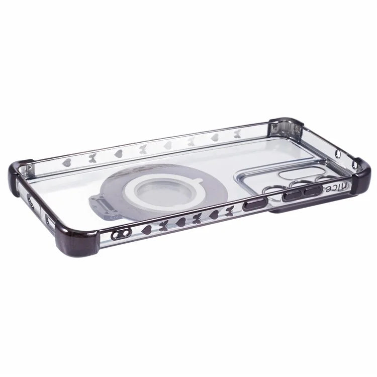 For Samsung Galaxy S21 Ultra 5G Case Makeup Mirror TPU Clear Phone Cover with Kickstand