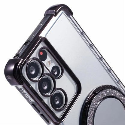 For Samsung Galaxy S21 Ultra 5G Case Makeup Mirror TPU Clear Phone Cover with Kickstand