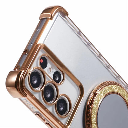 For Samsung Galaxy S21 Ultra 5G Case Makeup Mirror TPU Clear Phone Cover with Kickstand