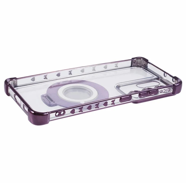 For Samsung Galaxy S21 Ultra 5G Case Makeup Mirror TPU Clear Phone Cover with Kickstand