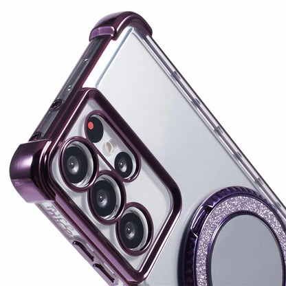 For Samsung Galaxy S21 Ultra 5G Case Makeup Mirror TPU Clear Phone Cover with Kickstand