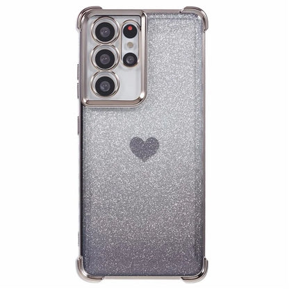 For Samsung Galaxy S21 Ultra 5G Case Heart Pattern Glitter Shockproof TPU Phone Cover