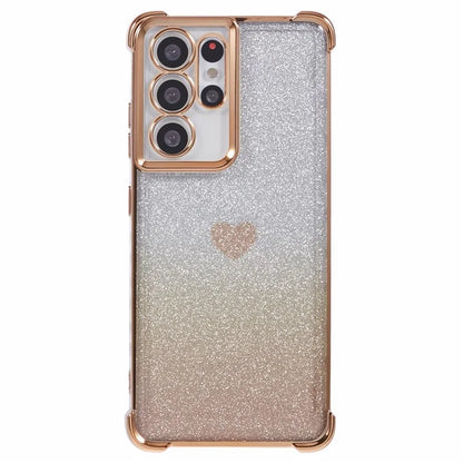 For Samsung Galaxy S21 Ultra 5G Case Heart Pattern Glitter Shockproof TPU Phone Cover