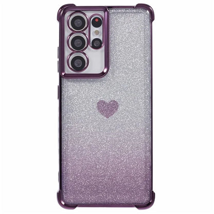 For Samsung Galaxy S21 Ultra 5G Case Heart Pattern Glitter Shockproof TPU Phone Cover
