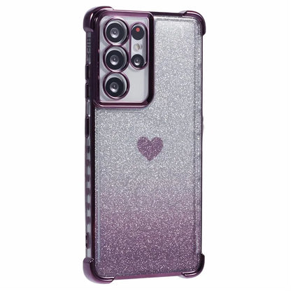 For Samsung Galaxy S21 Ultra 5G Case Heart Pattern Glitter Shockproof TPU Phone Cover