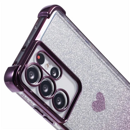 For Samsung Galaxy S21 Ultra 5G Case Heart Pattern Glitter Shockproof TPU Phone Cover