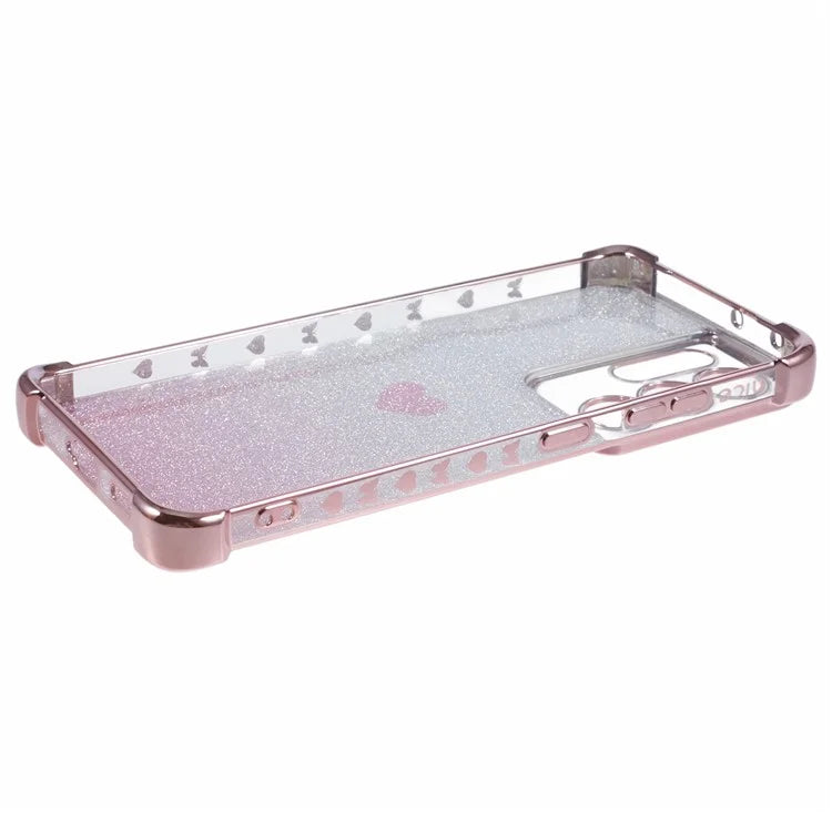 For Samsung Galaxy S21 Ultra 5G Case Heart Pattern Glitter Shockproof TPU Phone Cover