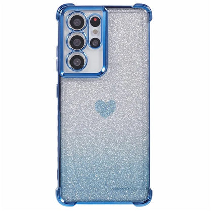 For Samsung Galaxy S21 Ultra 5G Case Heart Pattern Glitter Shockproof TPU Phone Cover