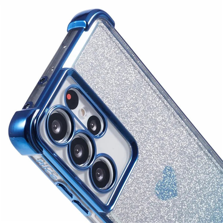 For Samsung Galaxy S21 Ultra 5G Case Heart Pattern Glitter Shockproof TPU Phone Cover