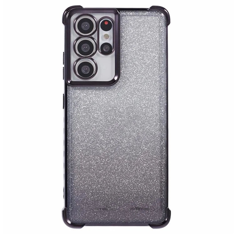 For Samsung Galaxy S21 Ultra 5G Case Glitter TPU Phone Cover Electroplating Heart Pattern