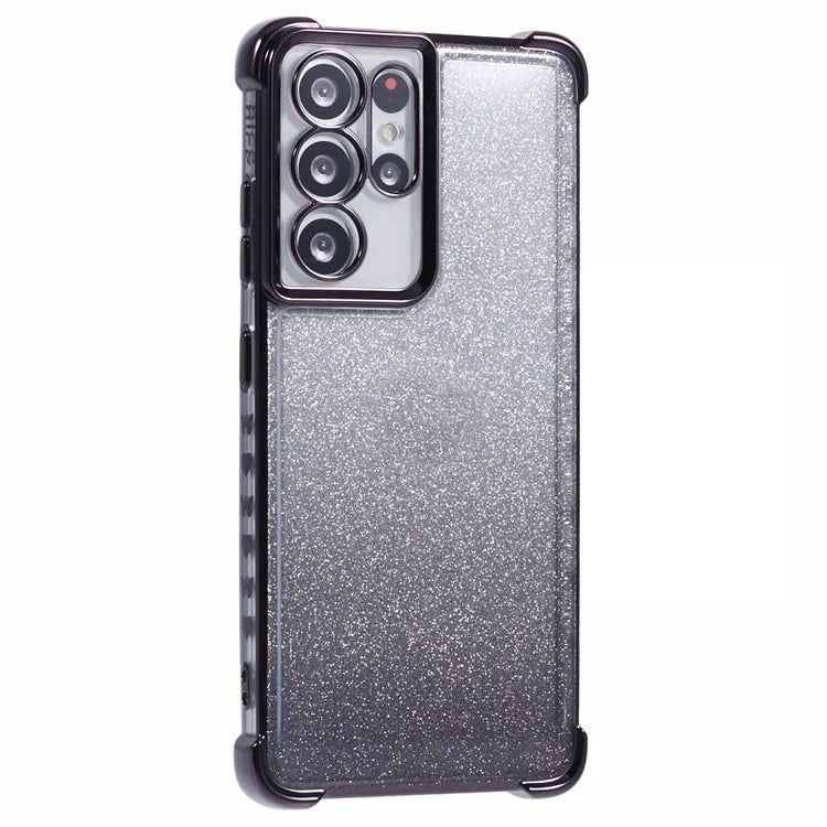 For Samsung Galaxy S21 Ultra 5G Case Glitter TPU Phone Cover Electroplating Heart Pattern