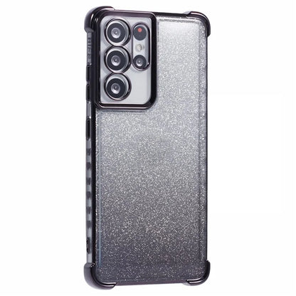For Samsung Galaxy S21 Ultra 5G Case Glitter TPU Phone Cover Electroplating Heart Pattern