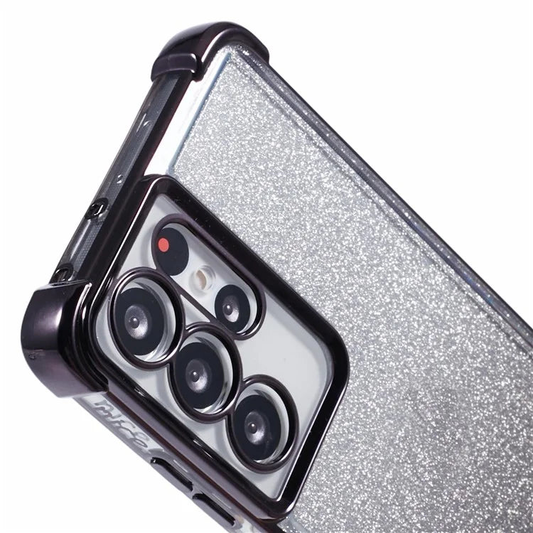 For Samsung Galaxy S21 Ultra 5G Case Glitter TPU Phone Cover Electroplating Heart Pattern