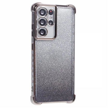 For Samsung Galaxy S21 Ultra 5G Case Glitter TPU Phone Cover Electroplating Heart Pattern