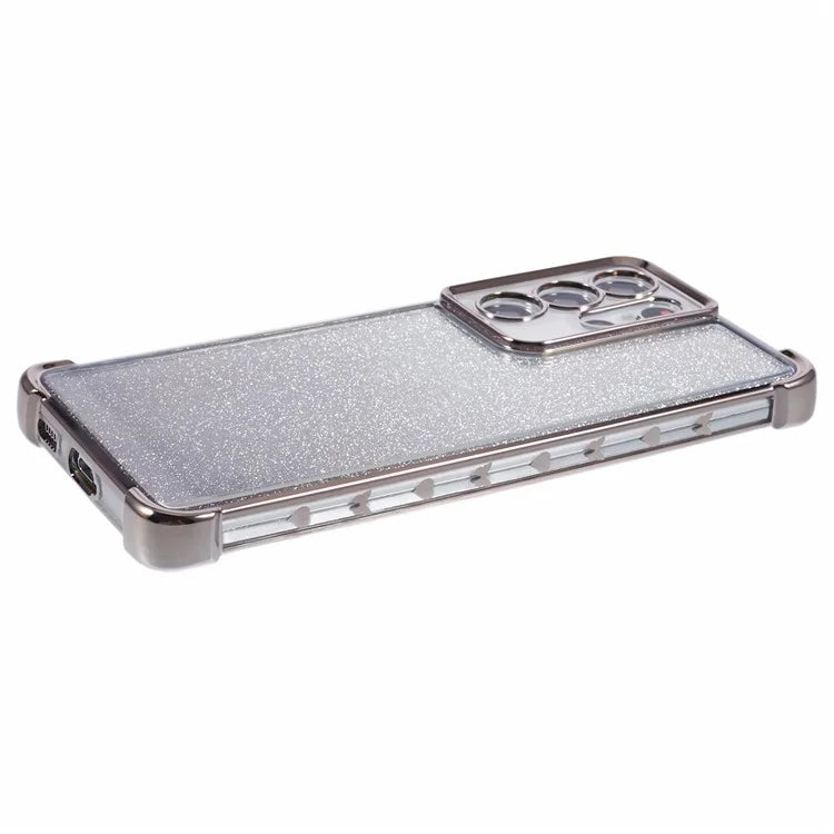 For Samsung Galaxy S21 Ultra 5G Case Glitter TPU Phone Cover Electroplating Heart Pattern