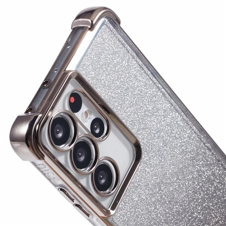 For Samsung Galaxy S21 Ultra 5G Case Glitter TPU Phone Cover Electroplating Heart Pattern