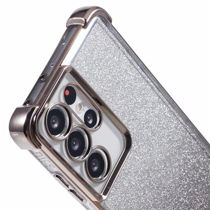 For Samsung Galaxy S21 Ultra 5G Case Glitter TPU Phone Cover Electroplating Heart Pattern