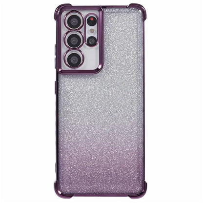 For Samsung Galaxy S21 Ultra 5G Case Glitter TPU Phone Cover Electroplating Heart Pattern
