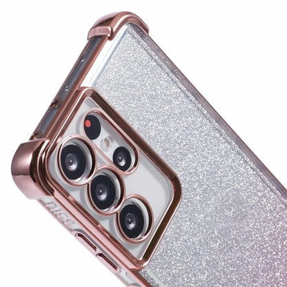 For Samsung Galaxy S21 Ultra 5G Case Glitter TPU Phone Cover Electroplating Heart Pattern