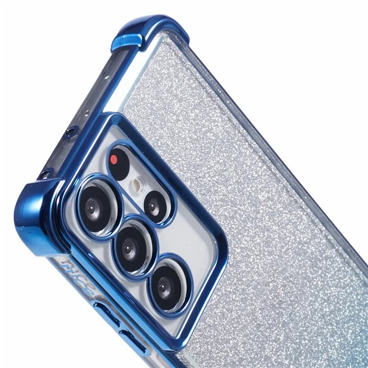 For Samsung Galaxy S21 Ultra 5G Case Glitter TPU Phone Cover Electroplating Heart Pattern