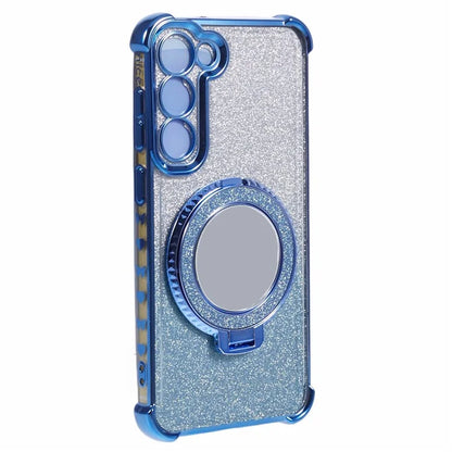 For Samsung Galaxy S23+ Case Glitter Gradient TPU Phone Cover Ring Holder Mirror