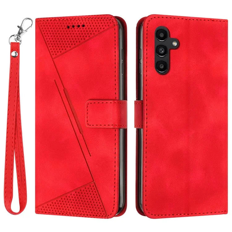 For Samsung Galaxy M55 5G / C55 5G / F55 5G Leather Case Triangle Imprinted Folding Stand Phone Cover
