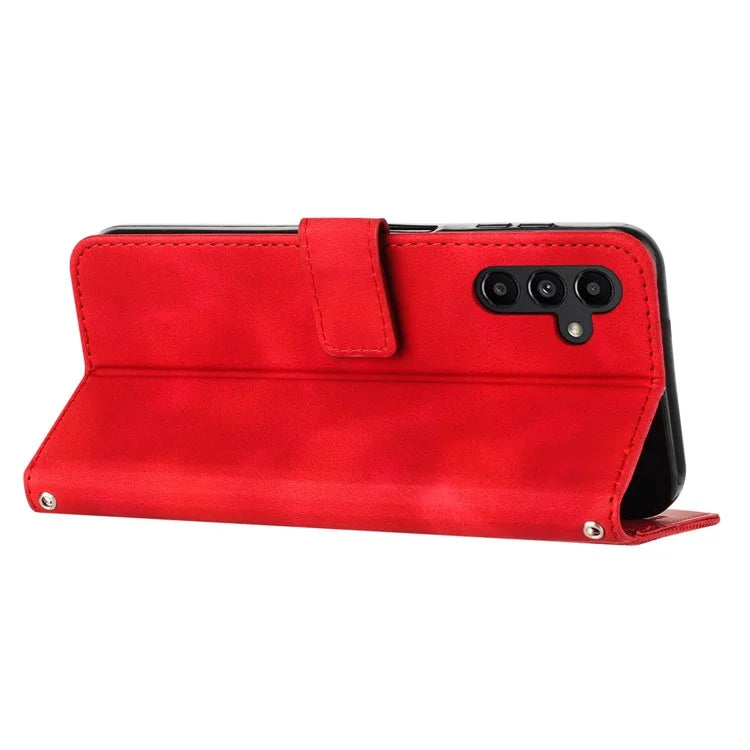 For Samsung Galaxy M55 5G / C55 5G / F55 5G Leather Case Triangle Imprinted Folding Stand Phone Cover