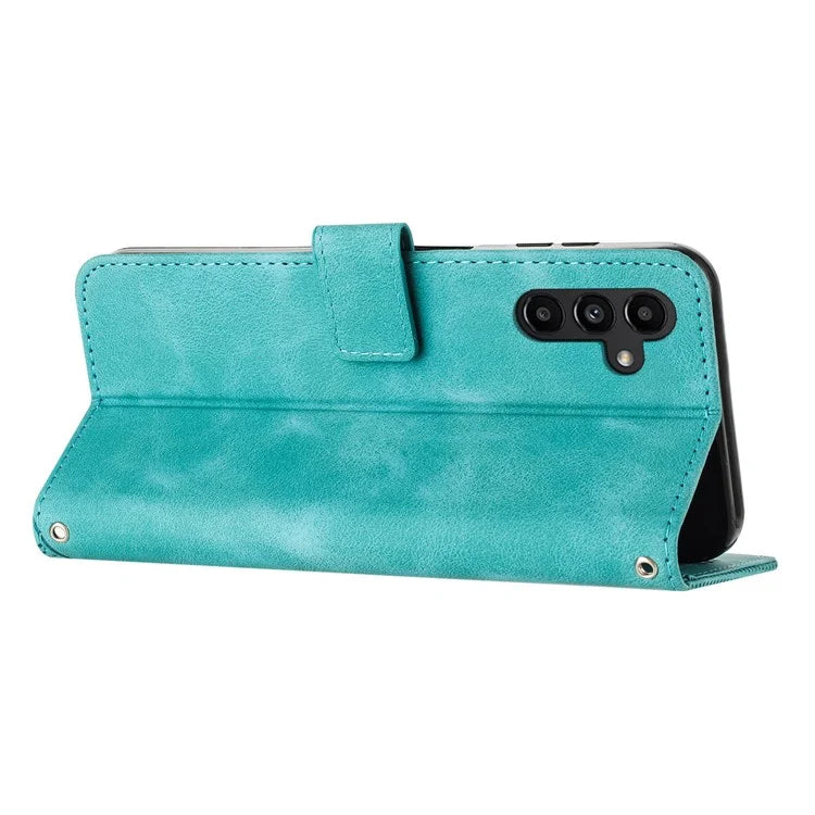 For Samsung Galaxy M55 5G / C55 5G / F55 5G Leather Case Triangle Imprinted Folding Stand Phone Cover