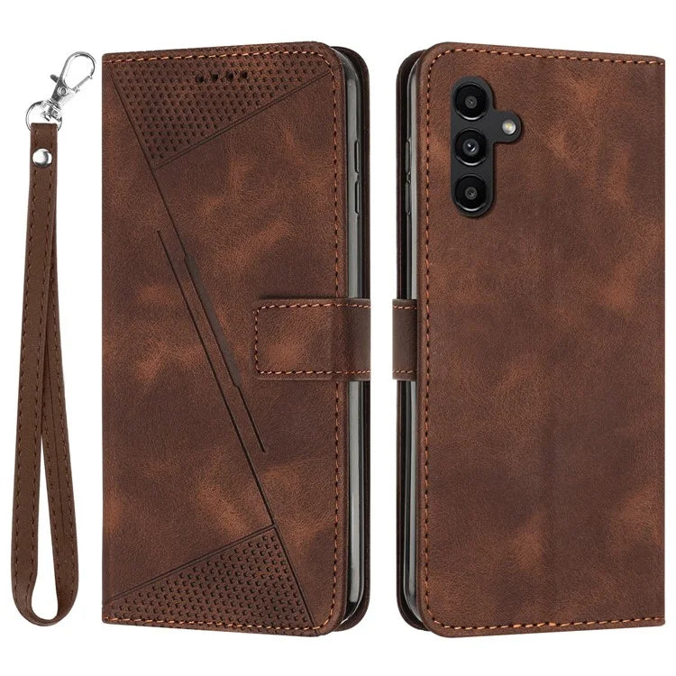 For Samsung Galaxy M55 5G / C55 5G / F55 5G Leather Case Triangle Imprinted Folding Stand Phone Cover