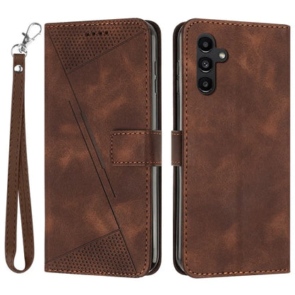 For Samsung Galaxy M55 5G / C55 5G / F55 5G Leather Case Triangle Imprinted Folding Stand Phone Cover