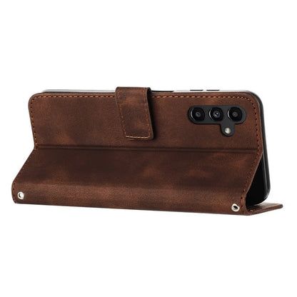 For Samsung Galaxy M55 5G / C55 5G / F55 5G Leather Case Triangle Imprinted Folding Stand Phone Cover