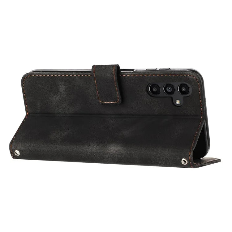 For Samsung Galaxy M55 5G / C55 5G / F55 5G Leather Case Triangle Imprinted Folding Stand Phone Cover