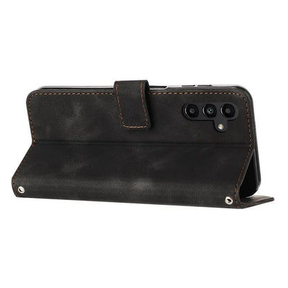 For Samsung Galaxy M55 5G / C55 5G / F55 5G Leather Case Triangle Imprinted Folding Stand Phone Cover