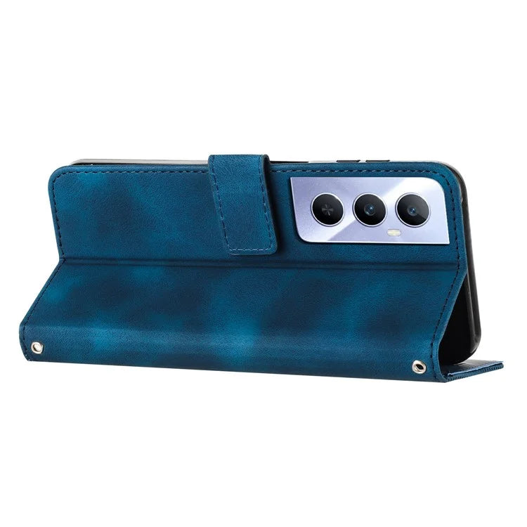 For Realme C65 4G Phone Stand Case Triangle Imprinted Anti-Dorp Leather Phone Cover with Stand