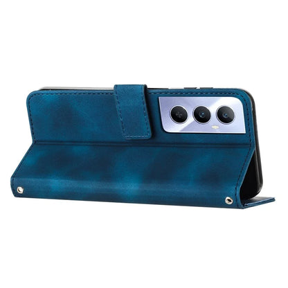 For Realme C65 4G Phone Stand Case Triangle Imprinted Anti-Dorp Leather Phone Cover with Stand