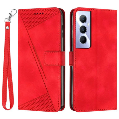 For Realme C65 4G Phone Stand Case Triangle Imprinted Anti-Dorp Leather Phone Cover with Stand
