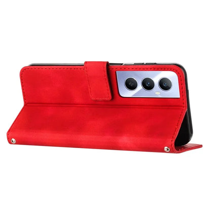 For Realme C65 4G Phone Stand Case Triangle Imprinted Anti-Dorp Leather Phone Cover with Stand