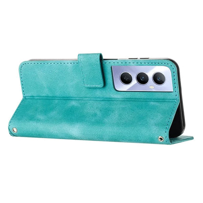 For Realme C65 4G Phone Stand Case Triangle Imprinted Anti-Dorp Leather Phone Cover with Stand