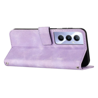 For Realme C65 4G Phone Stand Case Triangle Imprinted Anti-Dorp Leather Phone Cover with Stand